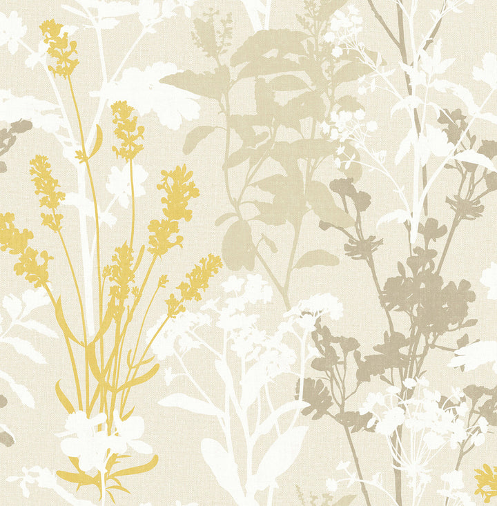 Santa Beige Wild Flowers Wallpaper by Advantage Nature Covers about 56.4 square feet 20.5-in by 33-ft long roll Unpasted 10.4 - Fabric Carolina -