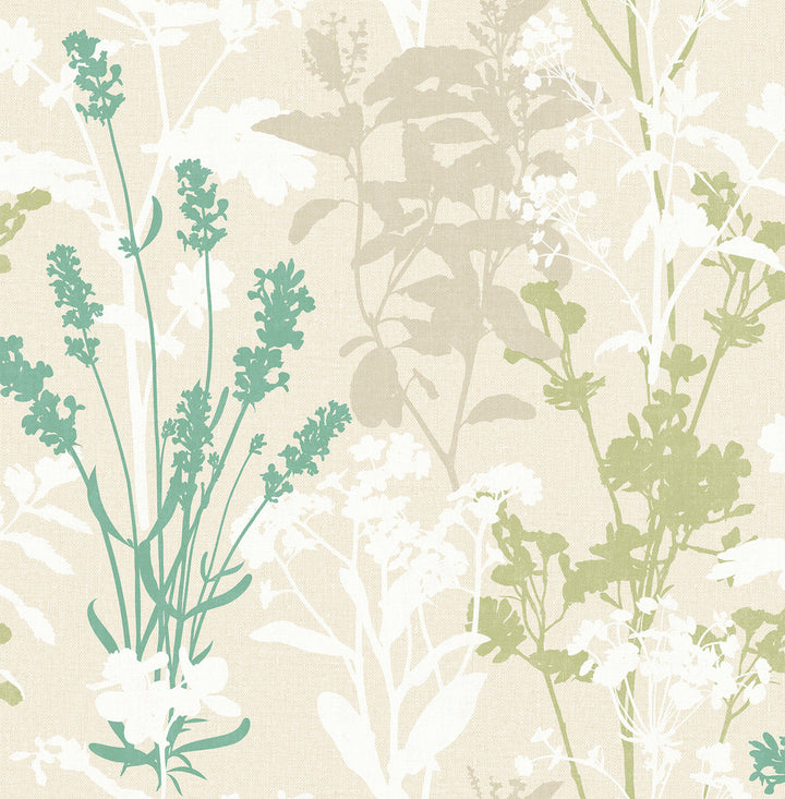 Santa Green Wild Flowers Wallpaper by Advantage Nature Covers about 56.4 square feet 20.5-in by 33-ft long roll Unpasted 10.4 - Fabric Carolina -
