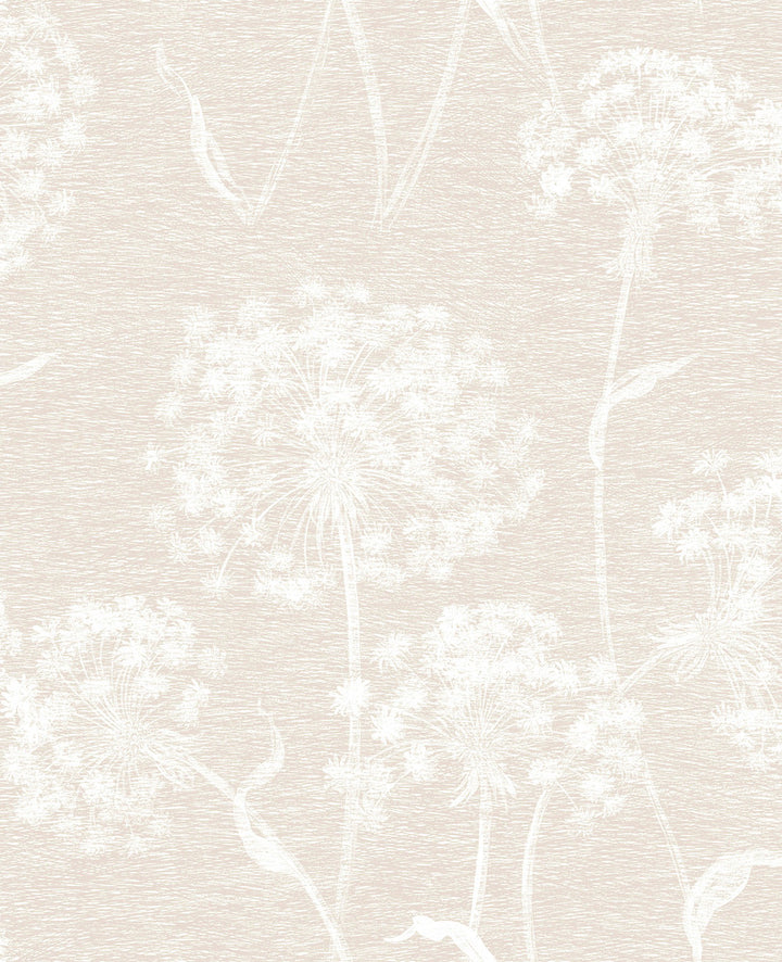 Carolyn Cream Dandelion Wallpaper by Advantage Nature Covers about 56.4 square feet 20.5-in by 33-ft long roll Unpasted 12.6 - Fabric Carolina -