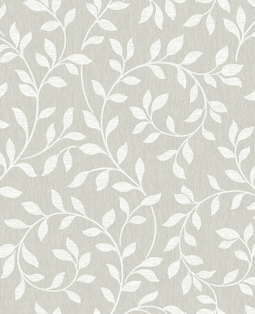 Torrey Light Grey Leaf Trail Wallpaper by Advantage Nature Covers about 56.4 square feet 20.5-in by 33-ft long roll Unpasted 25.2 - Fabric Carolina -