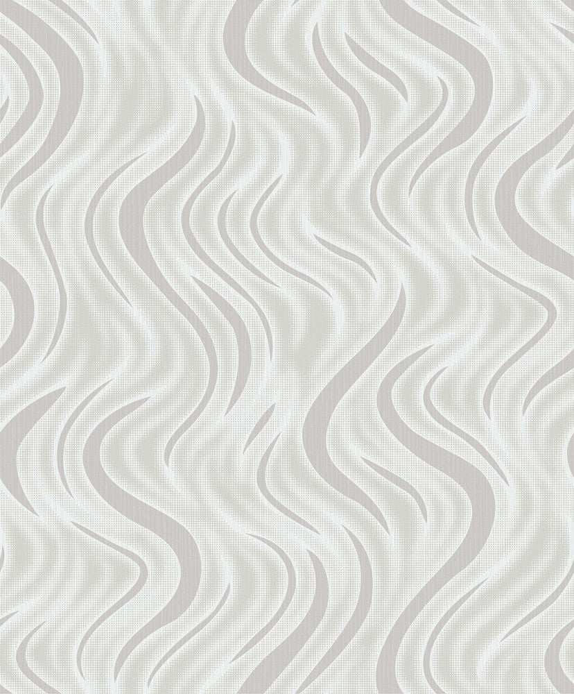 Roxie Silver Wave Wallpaper by Advantage Nature Covers about 57.8 square feet 21-in by 33-ft long roll Unpasted 25 - Fabric Carolina -