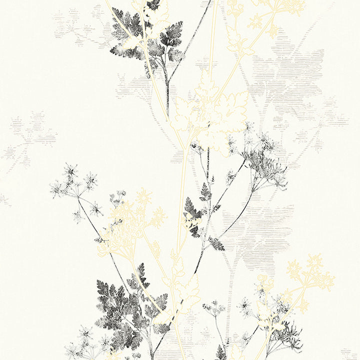 Tara Ivory Sprig Wallpaper by Advantage Nature Covers about 57.8 square feet 21-in by 33-ft long roll Unpasted 12.5 - Fabric Carolina -