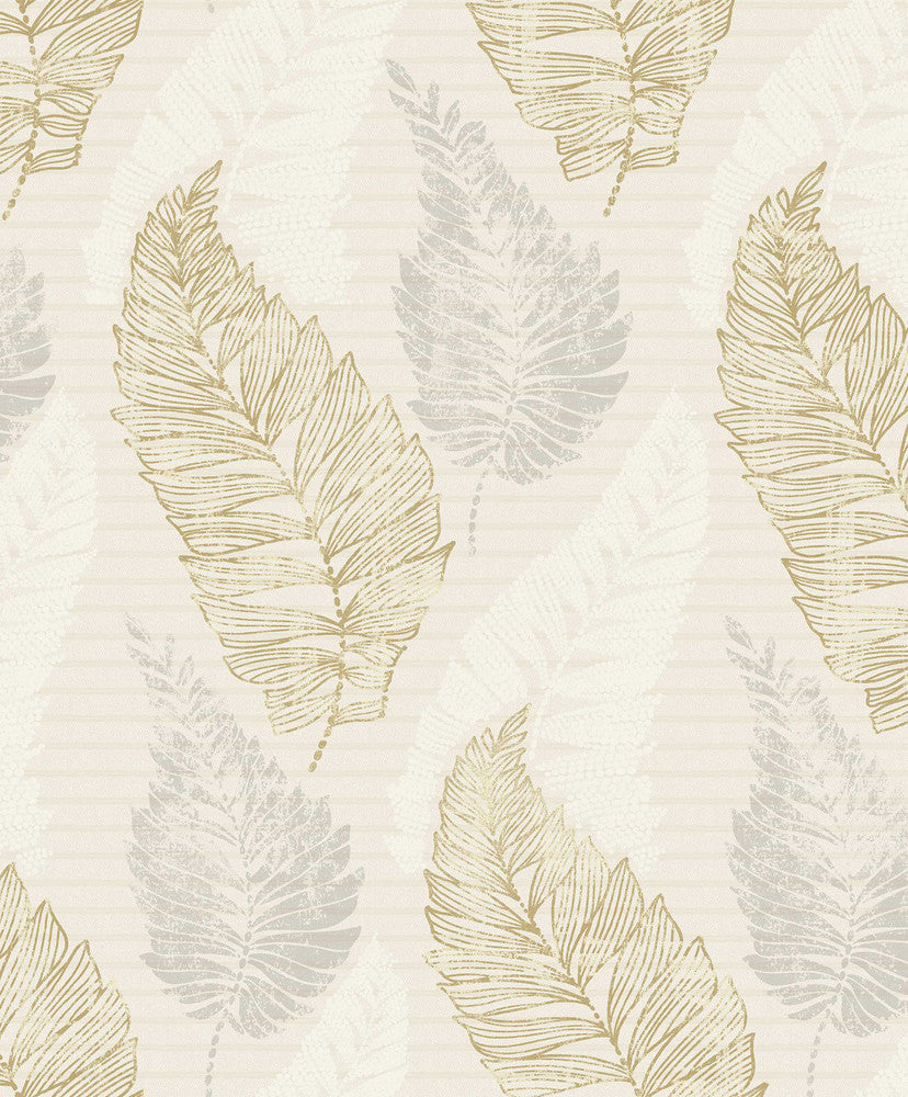 Rosemary Cream Leaf Wallpaper by Advantage Nature Covers about 57.8 square feet 21-in by 33-ft long roll Unpasted 12.5 - Fabric Carolina -