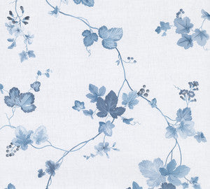 Symon Blue Leaf Trail Wallpaper by Advantage