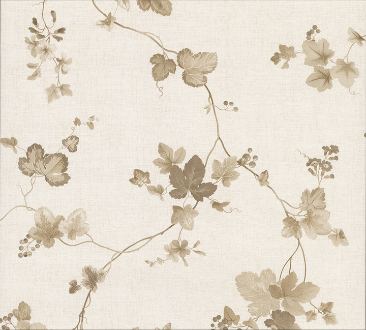 Symon Light Brown Leaf Trail Wallpaper by Advantage Kitchen Covers about 56.4 square feet 20.5-in by 33-ft long roll Unpasted 10.4 - Fabric Carolina -