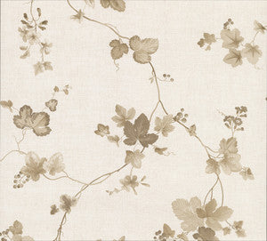 Symon Light Brown Leaf Trail Wallpaper by Advantage
