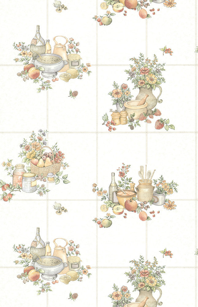 Giada Off White Basket Tile Wallpaper by Advantage Kitchen Covers about 56.4 square feet 20.5-in by 33-ft long roll Unpasted 10.4 - Fabric Carolina -