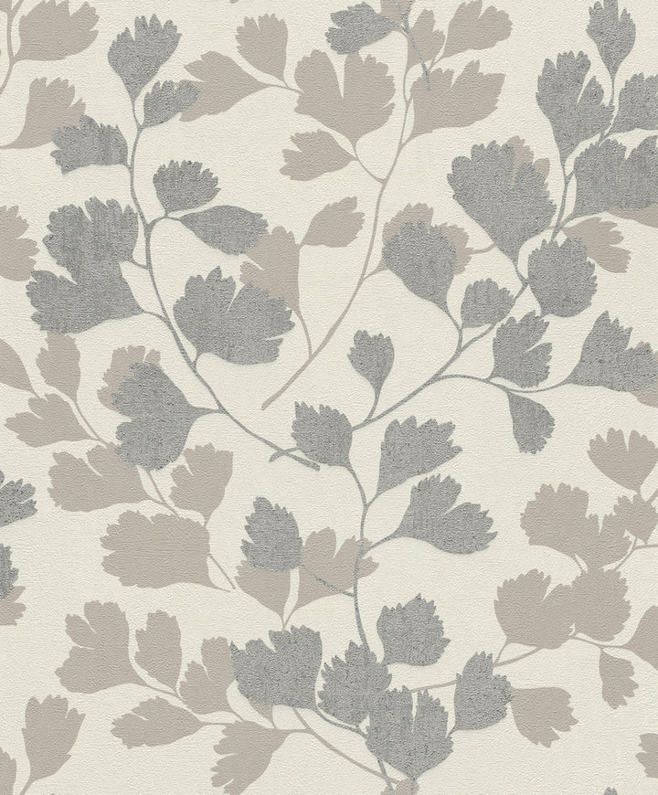 Ripert Silver Leaf Silhouette Wallpaper by Advantage Kitchen Covers about 56.4 square feet 20.5-in by 33-ft long roll Unpasted 12.6 - Fabric Carolina -