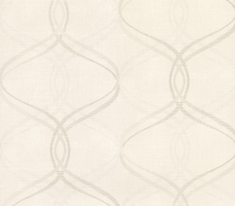 Waters Cream Ogee Wallpaper by Advantage Kitchen Covers about 56.4 square feet 20.5-in by 33-ft long roll Unpasted 10.4 - Fabric Carolina -