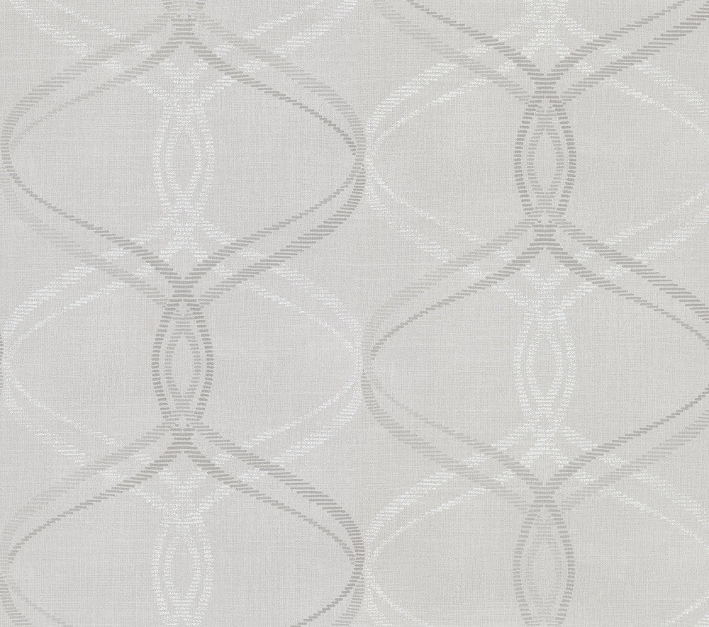 Waters Light Grey Ogee Wallpaper by Advantage Kitchen Covers about 56.4 square feet 20.5-in by 33-ft long roll Unpasted 10.4 - Fabric Carolina -