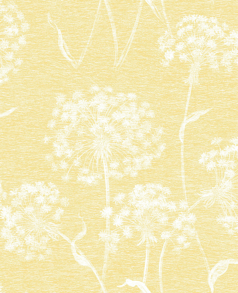 Garvey Yellow Dandelion Wallpaper by Advantage Bath Covers about 56.4 square feet 20.5-in by 33-ft long roll Unpasted 12.6 - Fabric Carolina -
