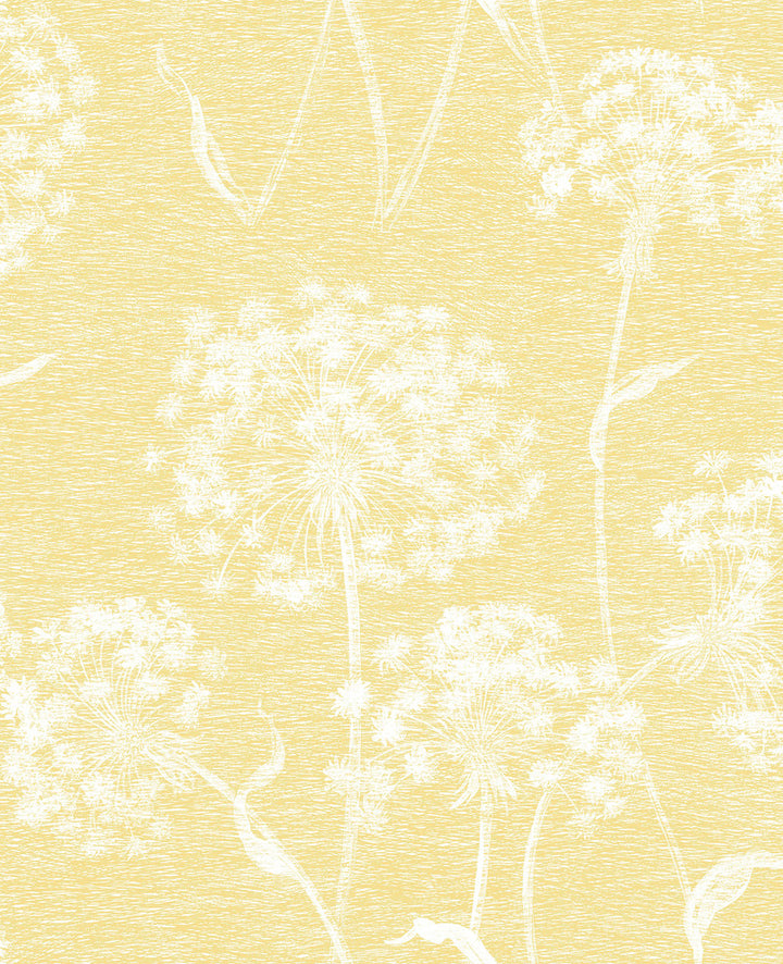 Garvey Yellow Dandelion Wallpaper by Advantage Bath Covers about 56.4 square feet 20.5-in by 33-ft long roll Unpasted 12.6 - Fabric Carolina -