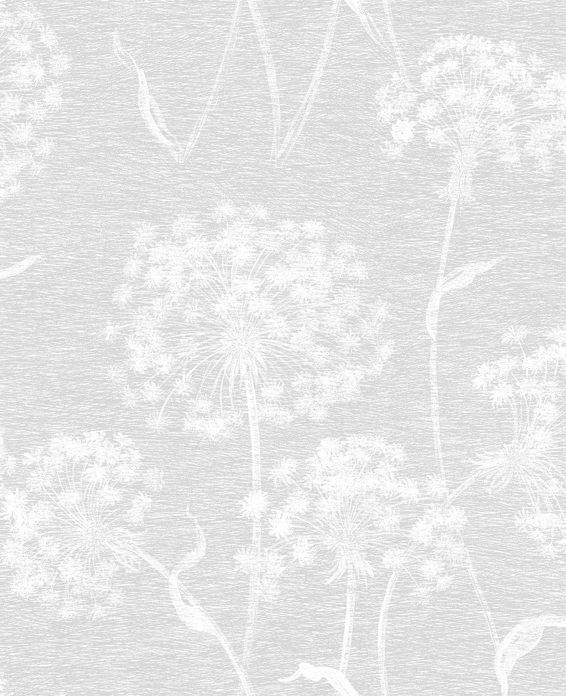 Garvey Light Grey Dandelion Wallpaper by Advantage Bath Covers about 56.4 square feet 20.5-in by 33-ft long roll Unpasted 12.6 - Fabric Carolina -