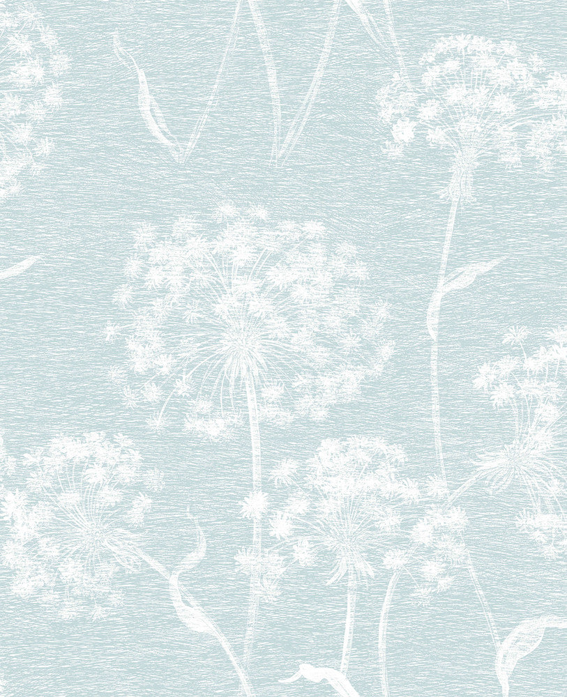 Garvey Light Blue Dandelion Wallpaper by Advantage Bath Covers about 56.4 square feet 20.5-in by 33-ft long roll Unpasted 12.6 - Fabric Carolina -