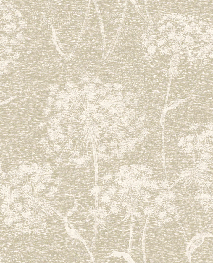 Garvey Taupe Dandelion Wallpaper by Advantage Bath Covers about 56.4 square feet 20.5-in by 33-ft long roll Unpasted 12.6 - Fabric Carolina -