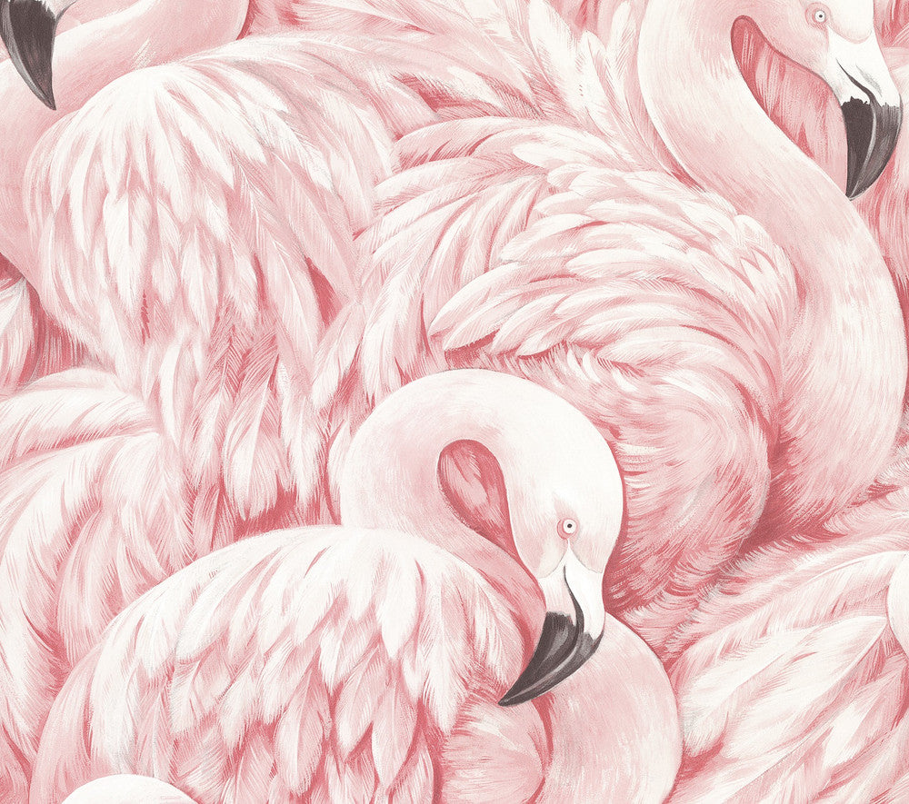 Horace Light Pink Flamingos Wallpaper by Advantage Bath Covers about 55 square feet 20-in by 33-ft long roll Unpasted 10.4 - Fabric Carolina -
