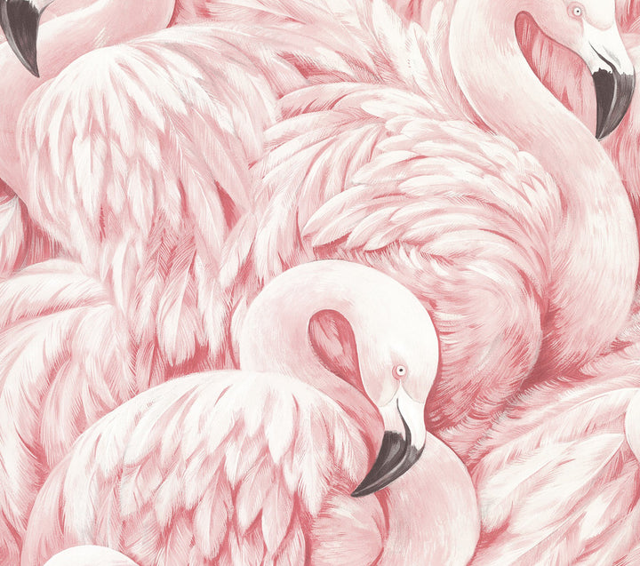 Horace Light Pink Flamingos Wallpaper by Advantage Bath Covers about 55 square feet 20-in by 33-ft long roll Unpasted 10.4 - Fabric Carolina -