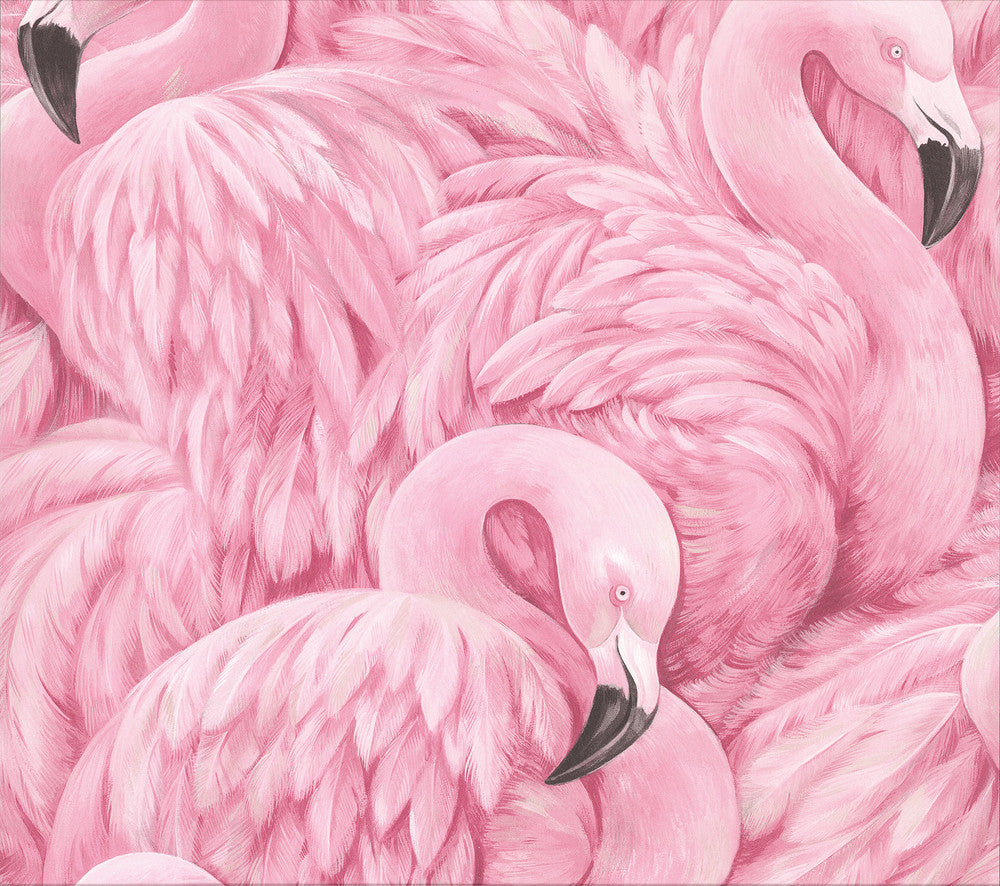 Horace Pink Flamingos Wallpaper by Advantage Bath Covers about 55 square feet 20-in by 33-ft long roll Unpasted 10.4 - Fabric Carolina -