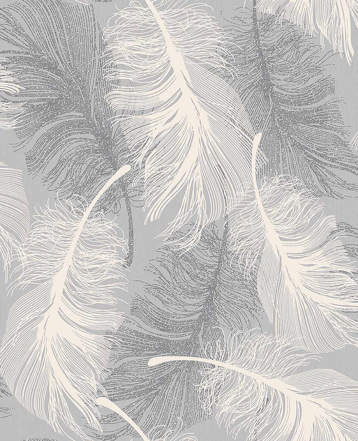Hurston Grey Feather Wallpaper by Advantage Bath Covers about 56.4 square feet 20.5-in by 33-ft long roll Unpasted 25.2 - Fabric Carolina -
