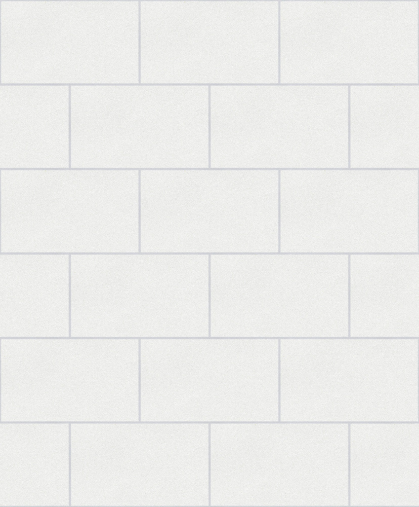 Neale White Subway Tile Wallpaper by Advantage Bath Covers about 56.4 square feet 20.5-in by 33-ft long roll Unpasted 25.2 - Fabric Carolina -