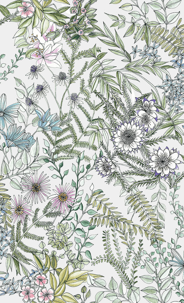 Full Bloom Off White Floral Wallpaper by A-Street Prints Folklore Covers about 56.4 square feet 20.5-in by 33-ft long roll Unpasted 27 - Fabric Carolina -