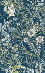 Full Bloom Navy Navy Floral Wallpaper by A-Street Prints