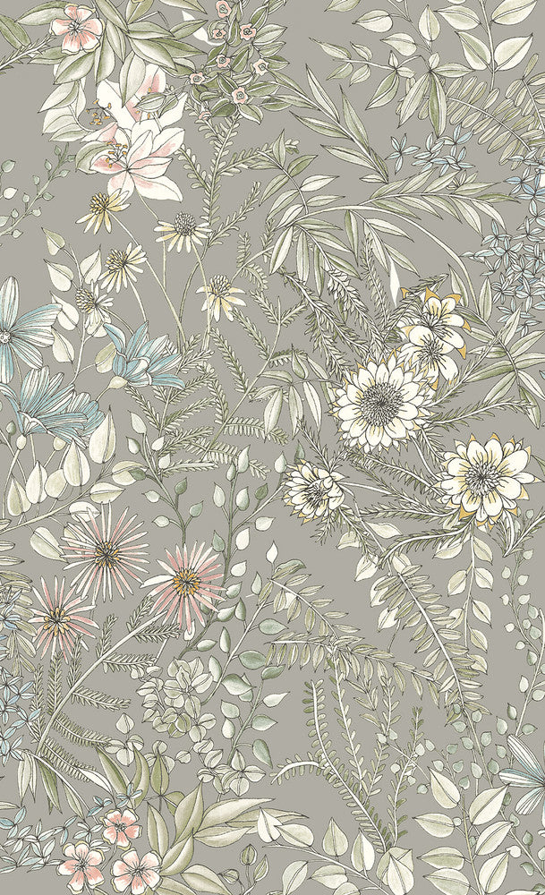 Full Bloom Beige Floral Wallpaper by A-Street Prints Folklore Covers about 56.4 square feet 20.5-in by 33-ft long roll Unpasted 27 - Fabric Carolina -