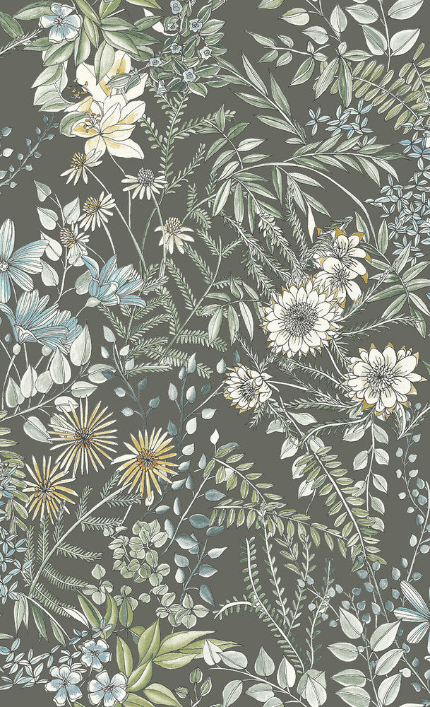 Full Bloom Taupe Floral Wallpaper by A-Street Prints Folklore Covers about 56.4 square feet 20.5-in by 33-ft long roll Unpasted 27 - Fabric Carolina -
