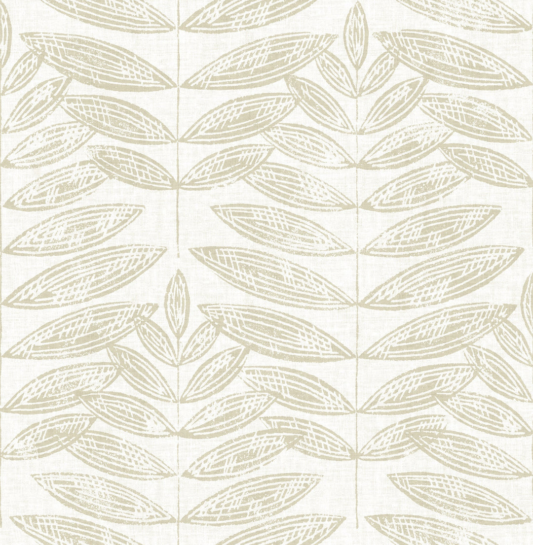 Akira Beige Leaf Wallpaper by A-Street Prints Designer