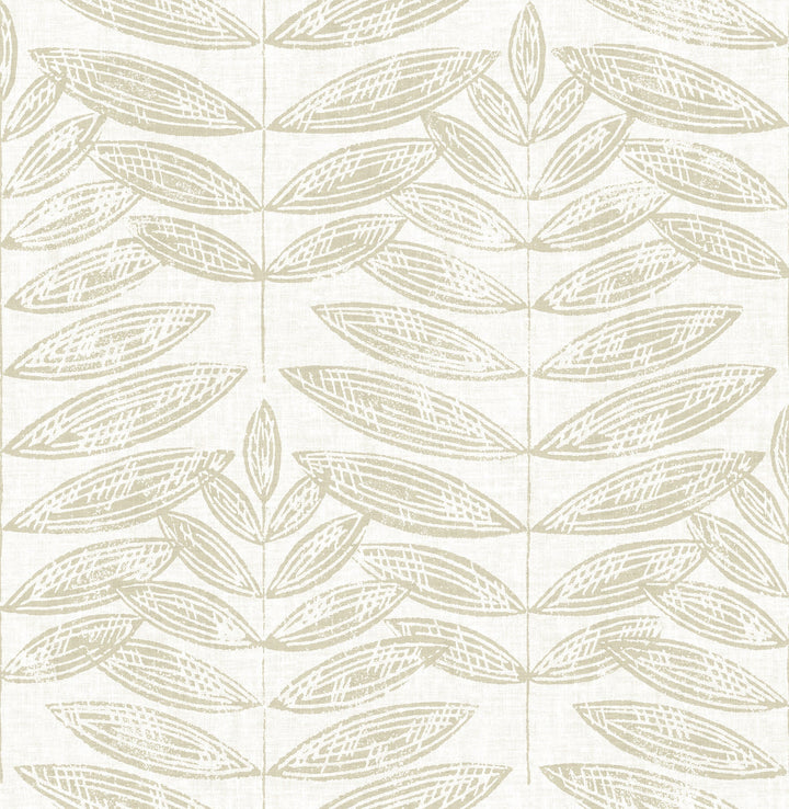 Akira Beige Leaf Wallpaper by A-Street Prints Designer