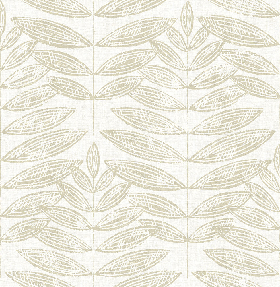 Akira Beige Leaf Wallpaper by A-Street Prints Folklore Covers about 56.4 square feet 20.5-in by 33-ft long roll Unpasted 20.9 - Fabric Carolina -