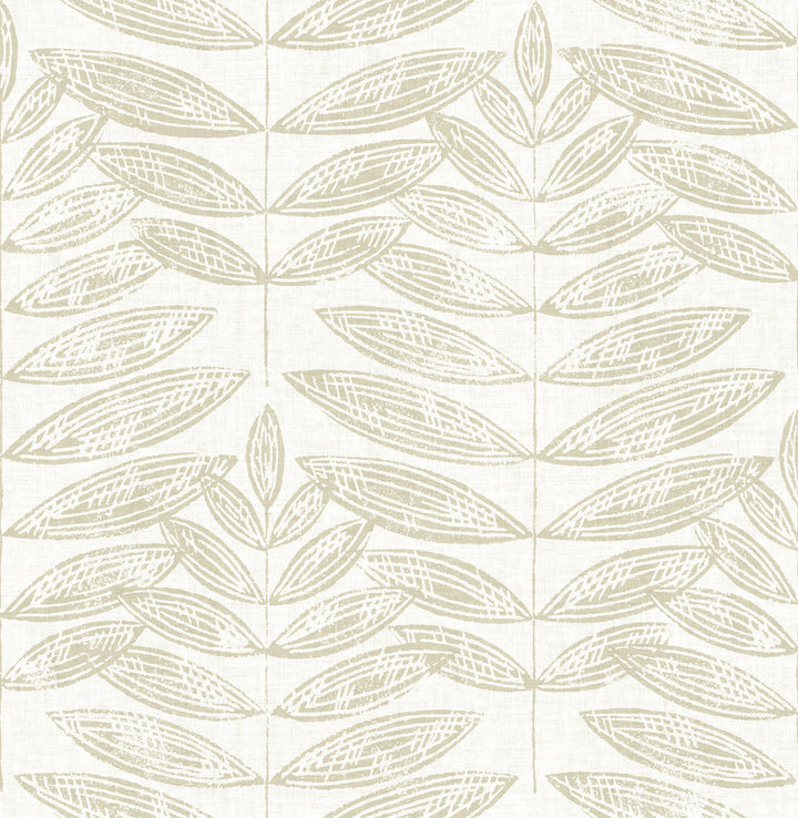 Akira Beige Leaf Wallpaper by A-Street Prints Folklore Covers about 56.4 square feet 20.5-in by 33-ft long roll Unpasted 20.9 - Fabric Carolina -