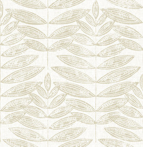 Akira Beige Leaf Wallpaper by A-Street Prints