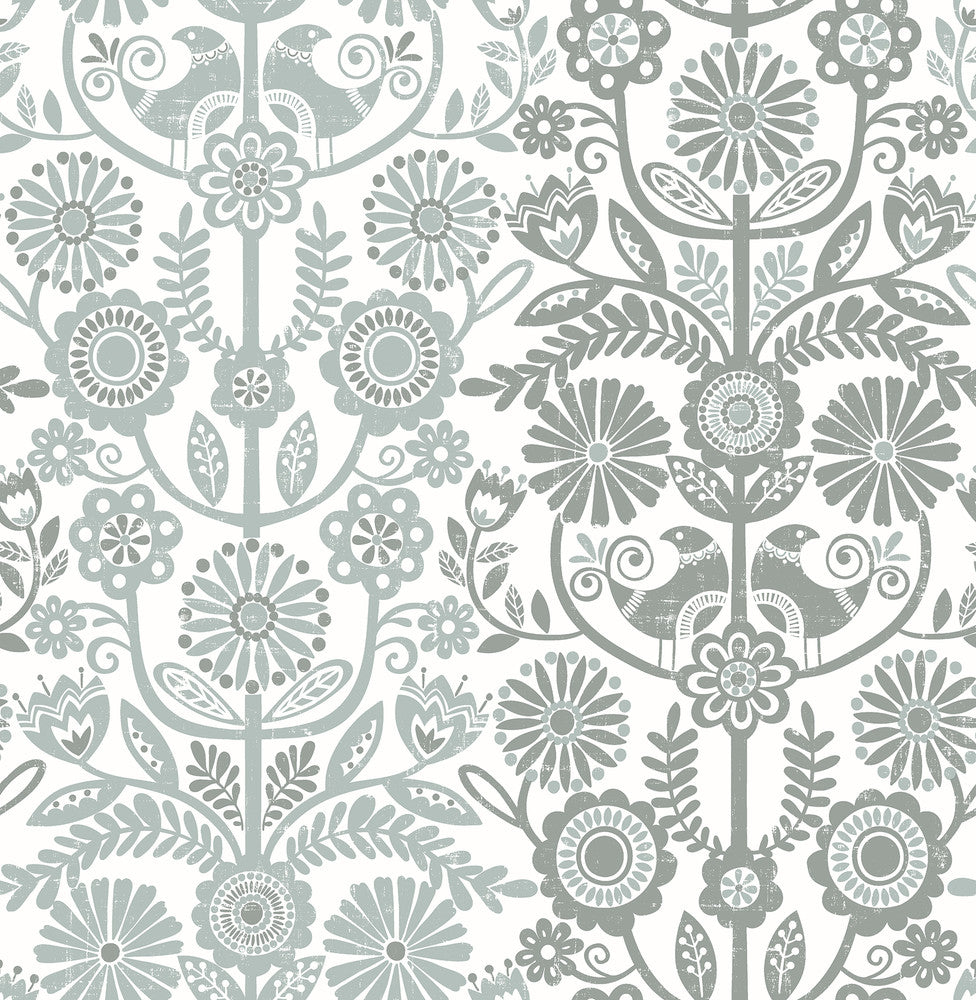 Lovebirds Slate Folk Stripe Wallpaper by A-Street Prints Folklore Covers about 56.4 square feet 20.5-in by 33-ft long roll Unpasted 20.9 - Fabric Carolina -
