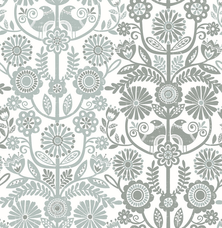 Lovebirds Slate Folk Stripe Wallpaper by A-Street Prints Folklore Covers about 56.4 square feet 20.5-in by 33-ft long roll Unpasted 20.9 - Fabric Carolina -