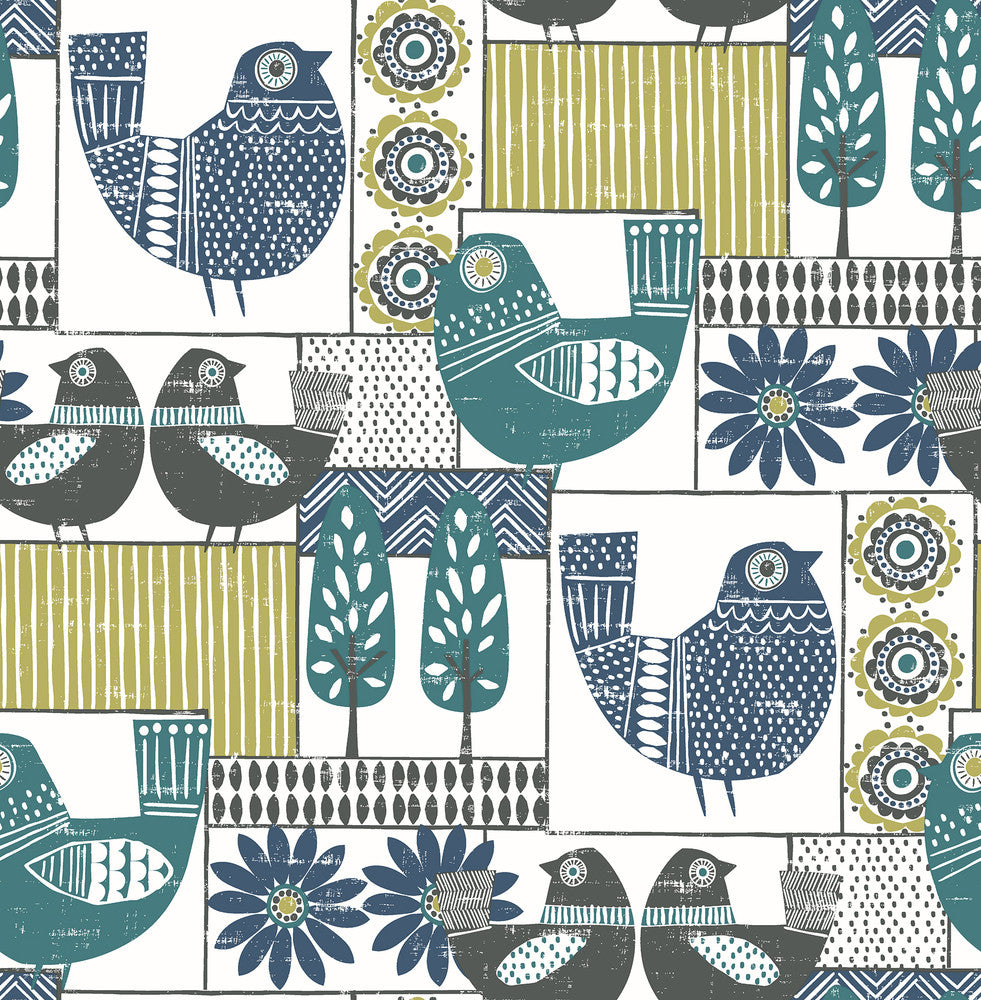 Hennika Multicolor Patchwork Wallpaper by A-Street Prints Folklore Covers about 56.4 square feet 20.5-in by 33-ft long roll Unpasted 20.9 - Fabric Carolina -