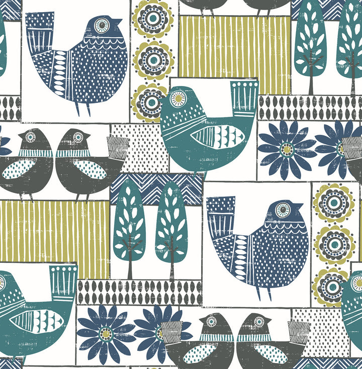 Hennika Multicolor Patchwork Wallpaper by A-Street Prints Folklore Covers about 56.4 square feet 20.5-in by 33-ft long roll Unpasted 20.9 - Fabric Carolina -