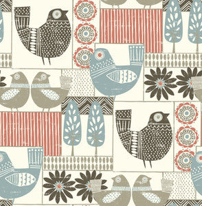 Hennika Coral Patchwork Wallpaper by A-Street Prints