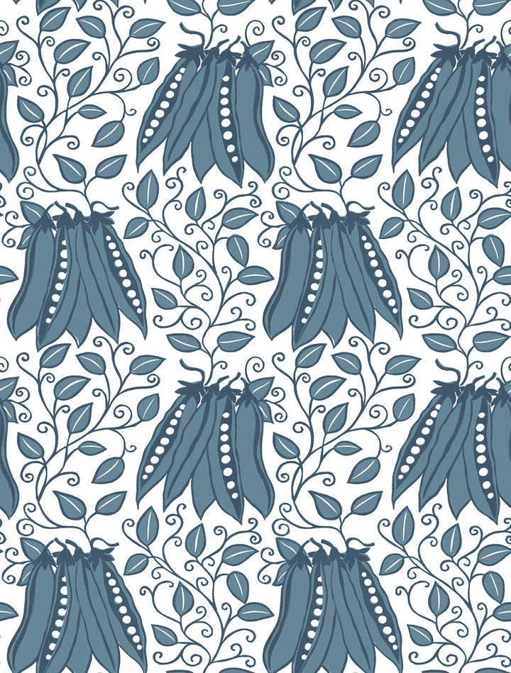 Peas in a Pod Teal Garden Wallpaper by A-Street Prints Folklore Covers about 56.4 square feet 20.5-in by 33-ft long roll Unpasted 13.5 - Fabric Carolina -