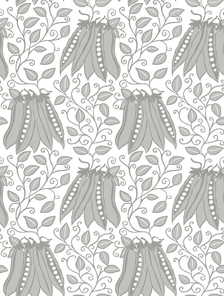 Peas in a Pod Light Grey Garden Wallpaper by A-Street Prints Folklore Covers about 56.4 square feet 20.5-in by 33-ft long roll Unpasted 13.5 - Fabric Carolina -