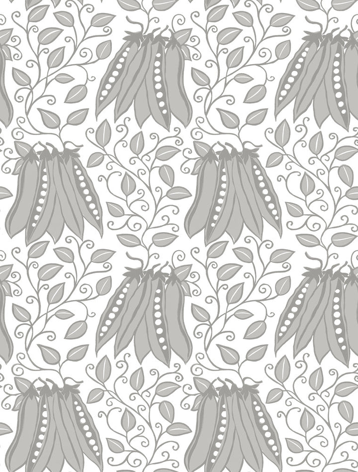 Peas in a Pod Light Grey Garden Wallpaper by A-Street Prints Folklore Covers about 56.4 square feet 20.5-in by 33-ft long roll Unpasted 13.5 - Fabric Carolina -