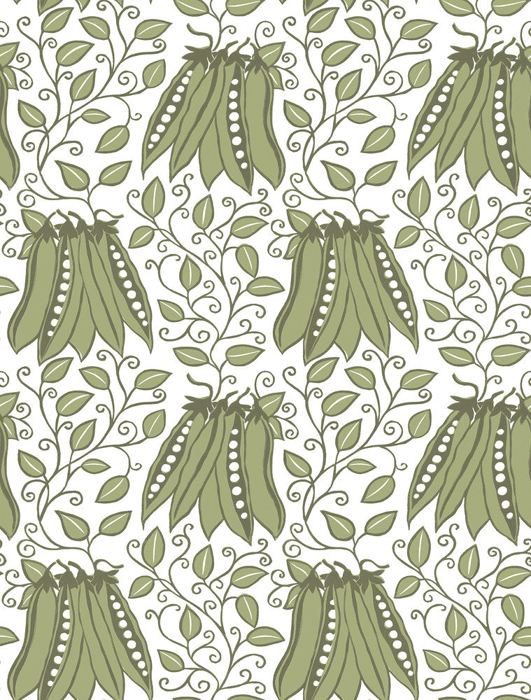 Peas in a Pod Olive Garden Wallpaper by A-Street Prints Folklore Covers about 56.4 square feet 20.5-in by 33-ft long roll Unpasted 13.5 - Fabric Carolina -