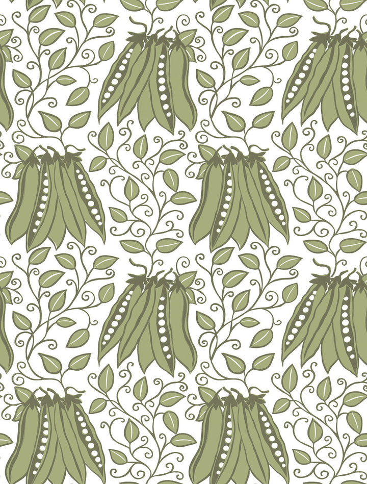 Peas in a Pod Olive Garden Wallpaper by A-Street Prints Folklore Covers about 56.4 square feet 20.5-in by 33-ft long roll Unpasted 13.5 - Fabric Carolina -