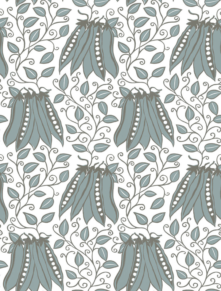 Peas in a Pod Turquoise Garden Wallpaper by A-Street Prints Folklore Covers about 56.4 square feet 20.5-in by 33-ft long roll Unpasted 13.5 - Fabric Carolina -
