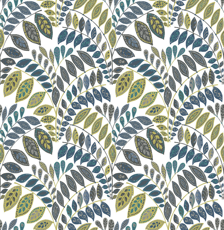 Fiddlehead Green Botanical Wallpaper by A-Street Prints Folklore Covers about 56.4 square feet 20.5-in by 33-ft long roll Unpasted 20.9 - Fabric Carolina -