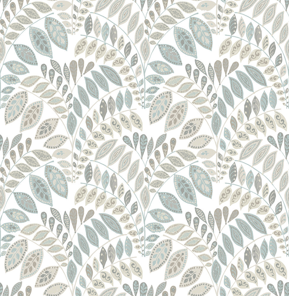 Fiddlehead Light Grey Botanical Wallpaper by A-Street Prints Folklore Covers about 56.4 square feet 20.5-in by 33-ft long roll Unpasted 20.9 - Fabric Carolina -