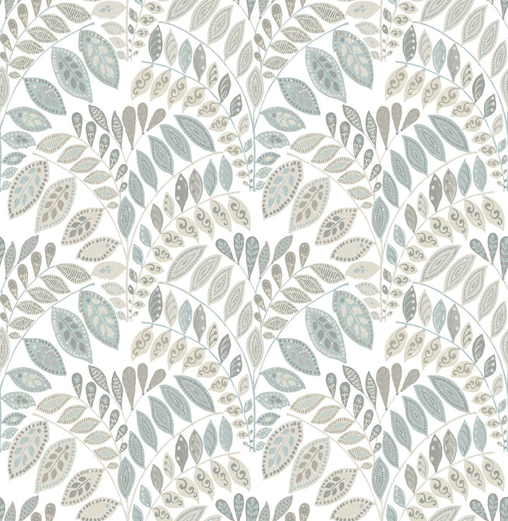 Fiddlehead Light Grey Botanical Wallpaper by A-Street Prints Folklore Covers about 56.4 square feet 20.5-in by 33-ft long roll Unpasted 20.9 - Fabric Carolina -
