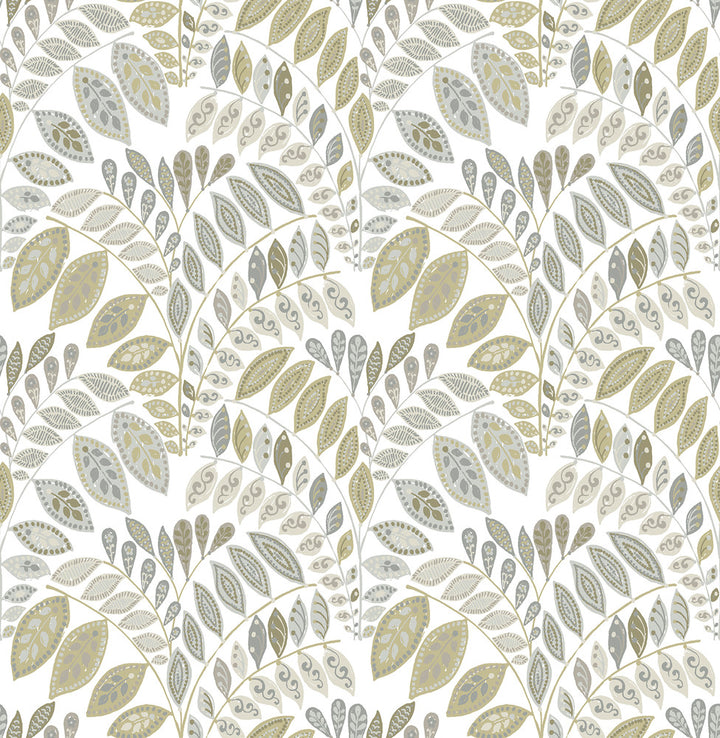 Fiddlehead Grey Botanical Wallpaper by A-Street Prints Folklore Covers about 56.4 square feet 20.5-in by 33-ft long roll Unpasted 20.9 - Fabric Carolina -