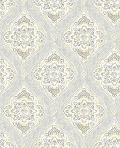 Adele Light Grey Damask Wallpaper by A-Street Prints