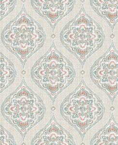 Adele Teal Damask Wallpaper by A-Street Prints